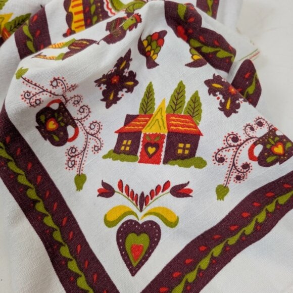 Linen Tablecloth Ukrainian Vintage Folk Art Graphic Image Illustration Slavic - Picture 3 of 8